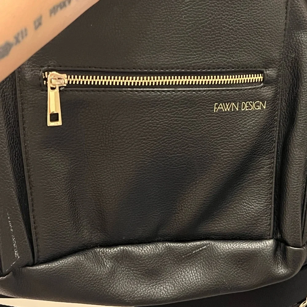Fawn Design Black Baby Bag with Structured Design